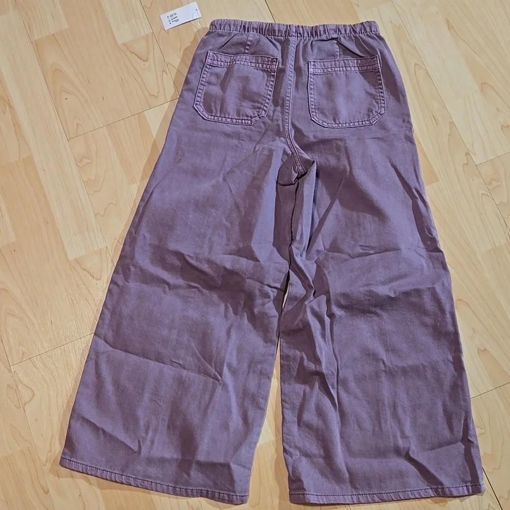 Gap Kids Purple Wide-Leg Twill Pants Drawstring Small 6-7
